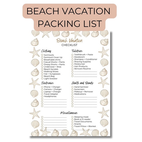 Printable Beach Vacation Packing List (The Ultimate, 42% OFF