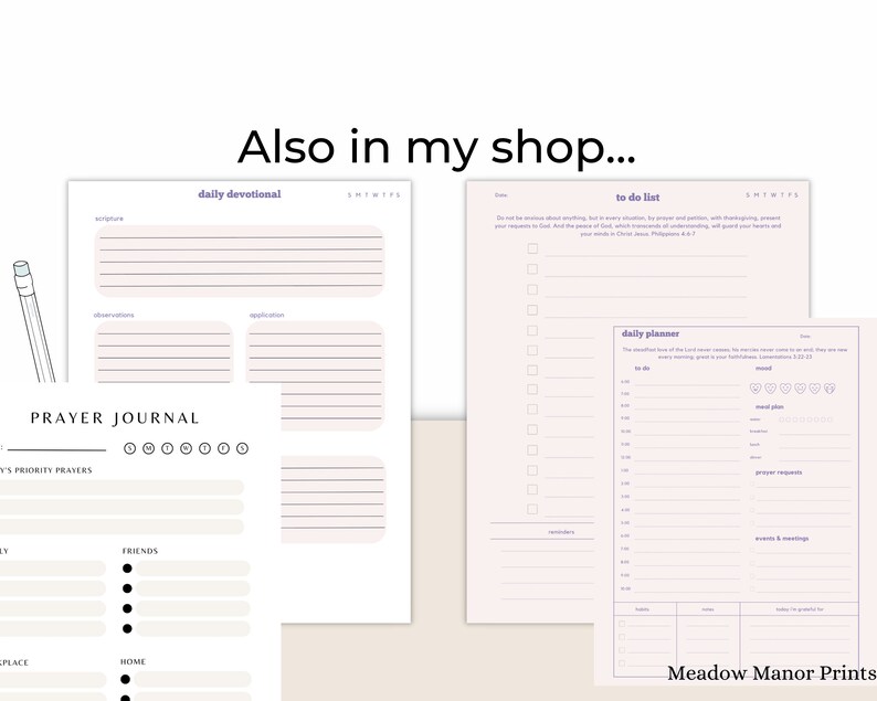 Christian Daily Planner Printable Pages Minimalist Faith Digital ...