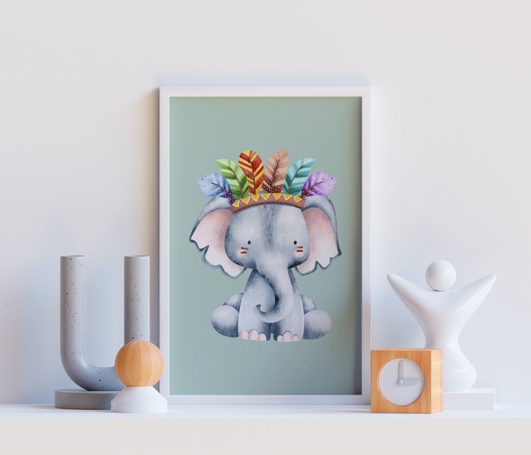 Elephant Nursery Art: Cute Baby Elephant Nursery Art, Digital Nursery ...