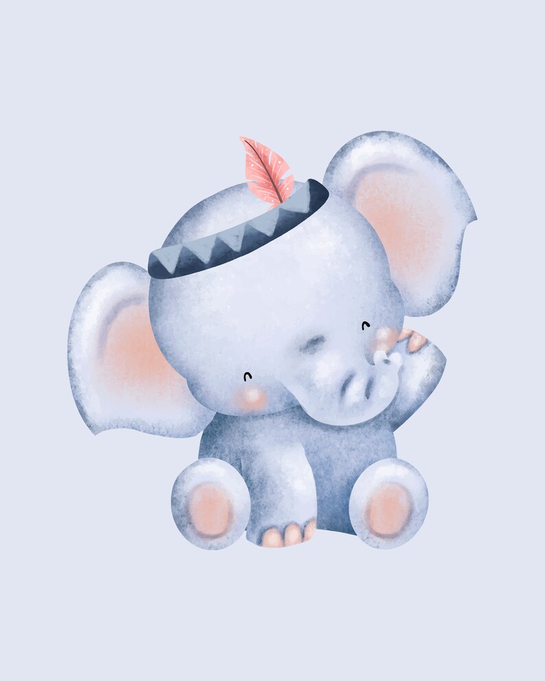 Elephant: Cute Printable Wall Art for Baby Nursery, Digital Nursery Art ...