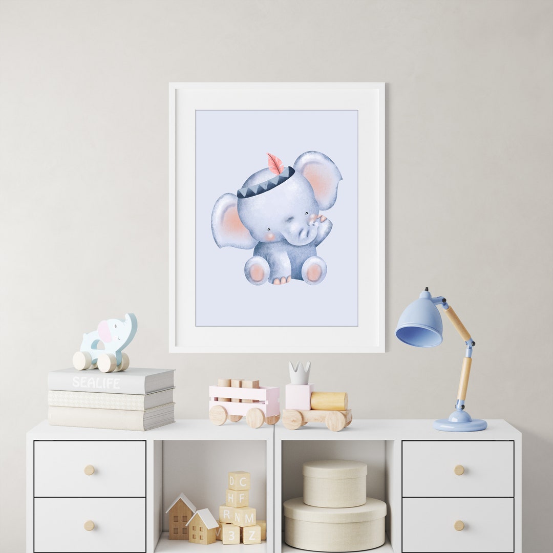 Elephant: Cute Printable Wall Art for Baby Nursery, Digital Nursery Art ...