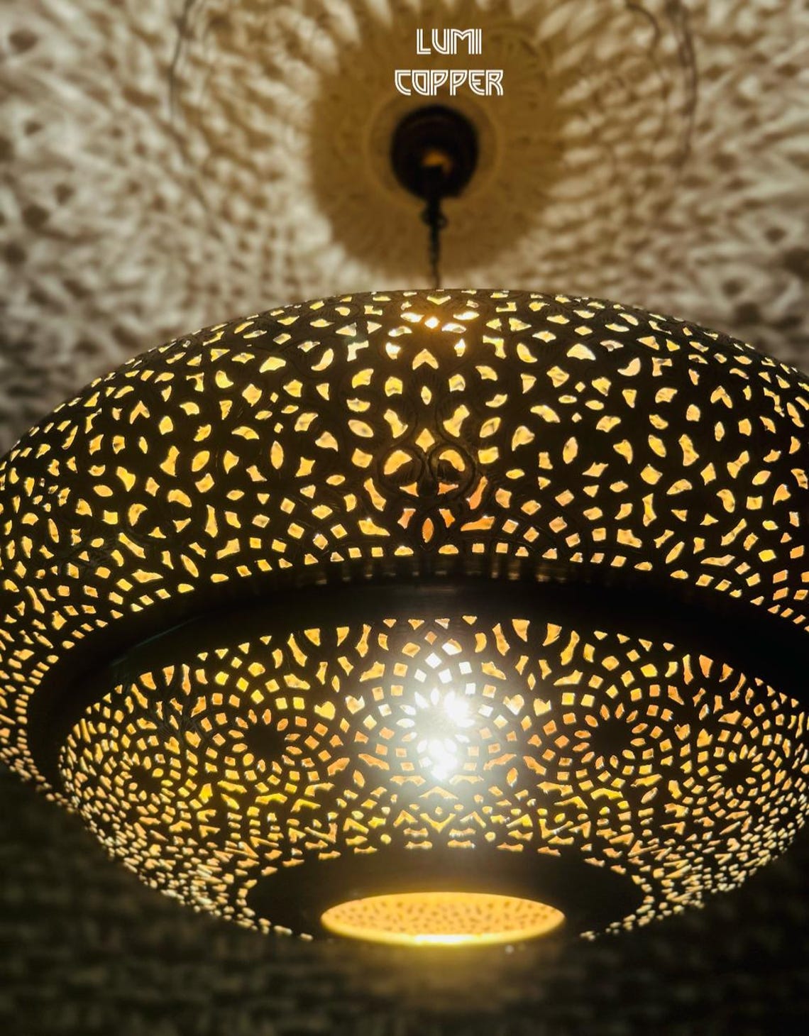 Curated visual reference: Picture Idea: Moroccan Pendant Light Handcrafted Lamp Gold Copper Oriental Design