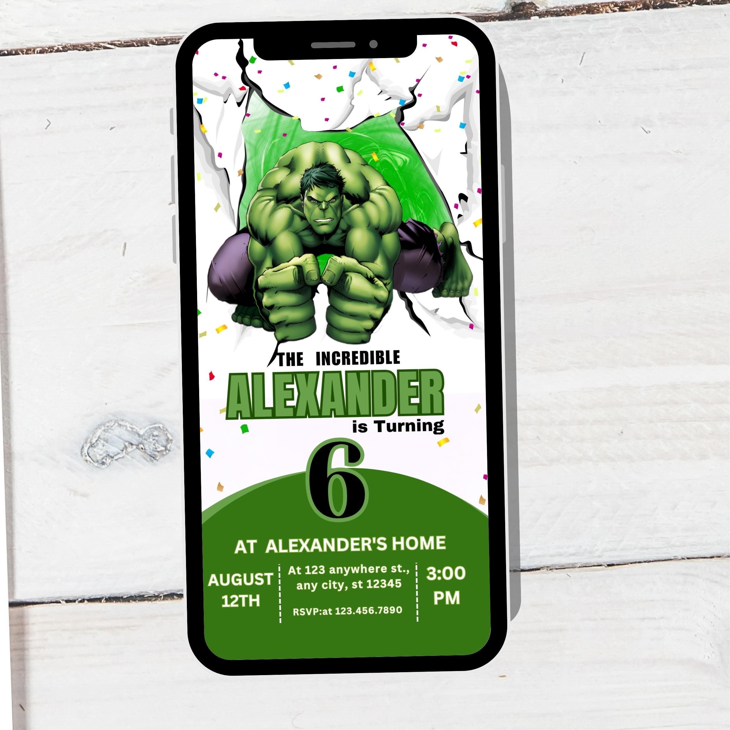 Editable Hulk Invitation Superhero Birthday Party Evite Etsy