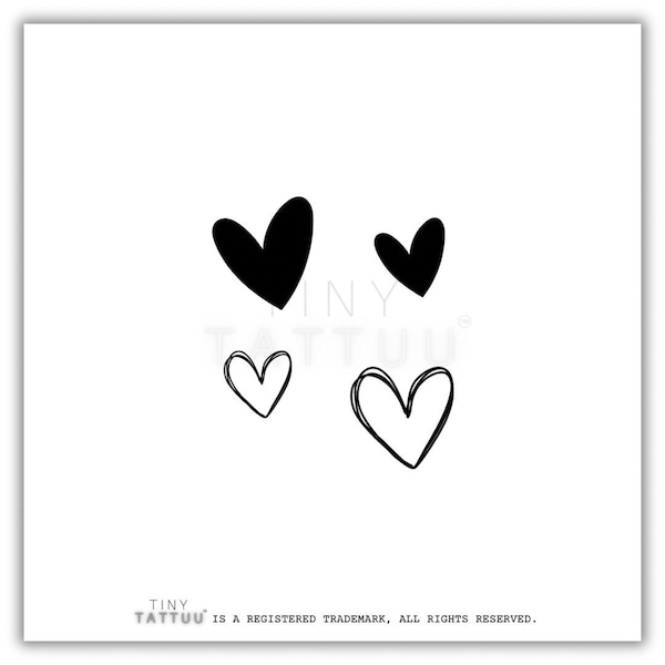 Scribble Hearts - Temporary Tattoos