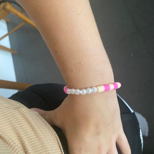 Bracelet rose et beige fais mains image 4