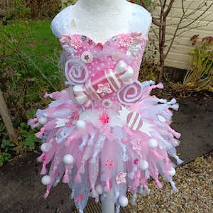 Pink and White Candy Cane Lane Fairy Tutu Dress - Halloween Costume, Fancy Dress, Birthday Party, Christmas, Dressing Up, Cosplay