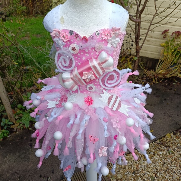 Robe tutu de fée rose et blanche Lane - Déguisement d'Halloween, déguisements, fête d'anniversaire, Noël, déguisement, cosplay