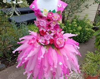 Pink Flower Fairy Tutu Dress - Halloween Costume, Fancy Dress, Birthday Party, Christmas, Dressing Up, Cosplay