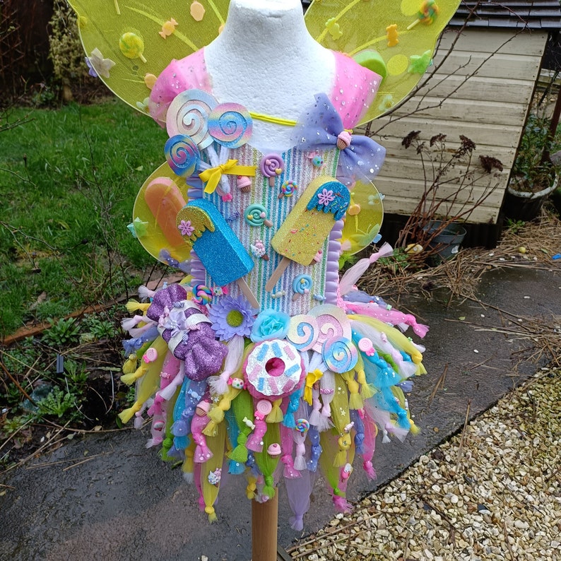 Candyland Fairy Tutu Dress Halloween Costume, Fancy Dress, Birthday Party, Christmas, Dressing Up, Cosplay Matching Wings available image 3