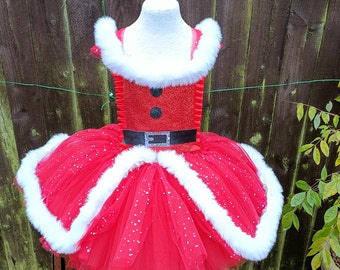 Father Christmas Mother Christmas Santa Inspired Knee Length Tutu Dress -  Costume Party Dress Birthday Halloween Christmas Dressing Up