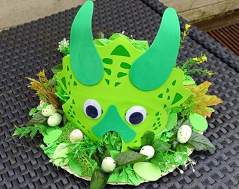 DIY Make Your Own Green Dinosaur Easter Bonnet Craft Kit - Make Your Own Easter Hat for Parade