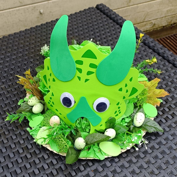 DIY Make Your Own Green Dinosaur Easter Bonnet Craft Kit - Make Your Own Easter Hat for Parade