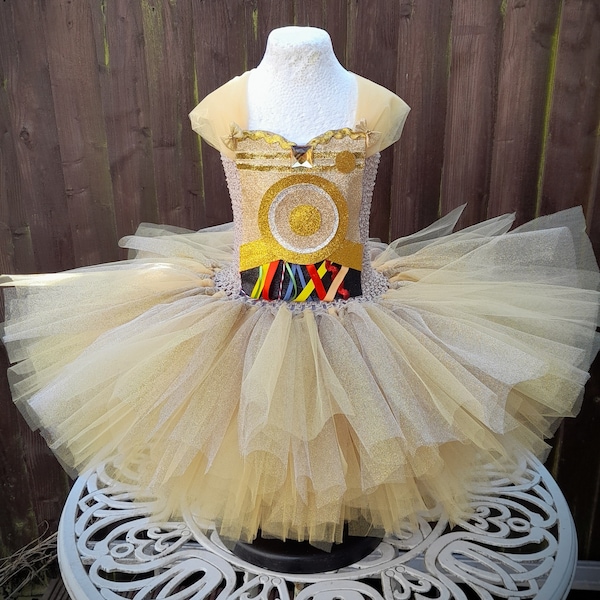 Deluxe Droid C3p0 Robot Inspiré Robe Tutu Au Genou