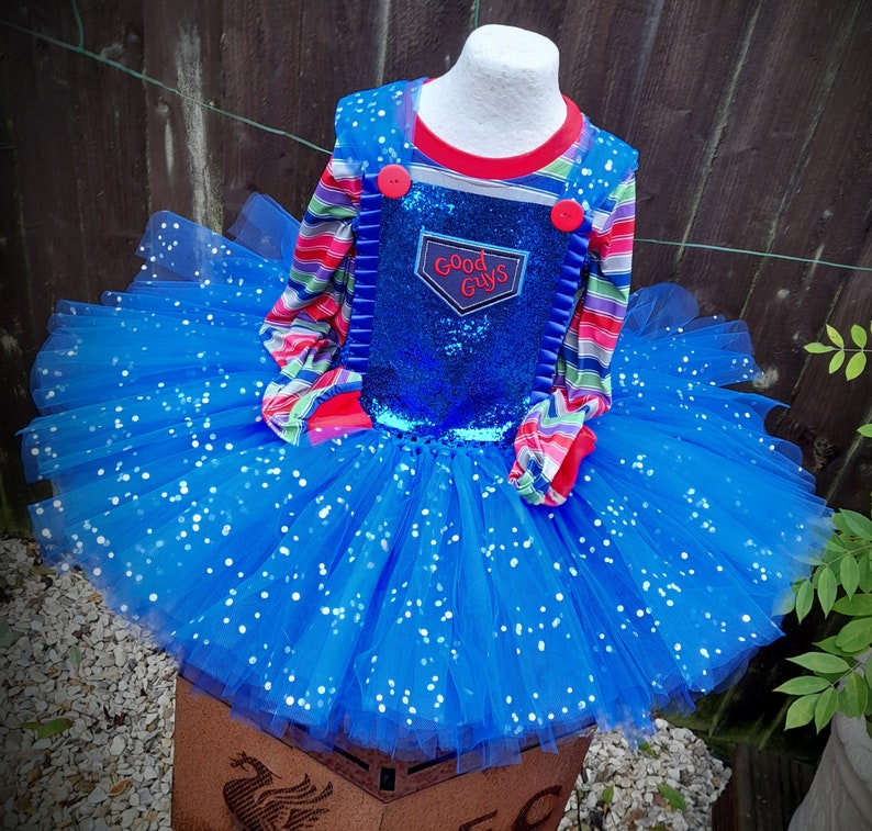 Chucky Horror Doll Halloween Tutu Dress and matching long sleeved top Halloween Costume, Party Dress image 4