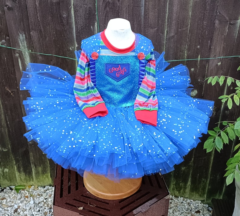 Chucky Horror Doll Halloween Tutu Dress and matching long sleeved top Halloween Costume, Party Dress image 5