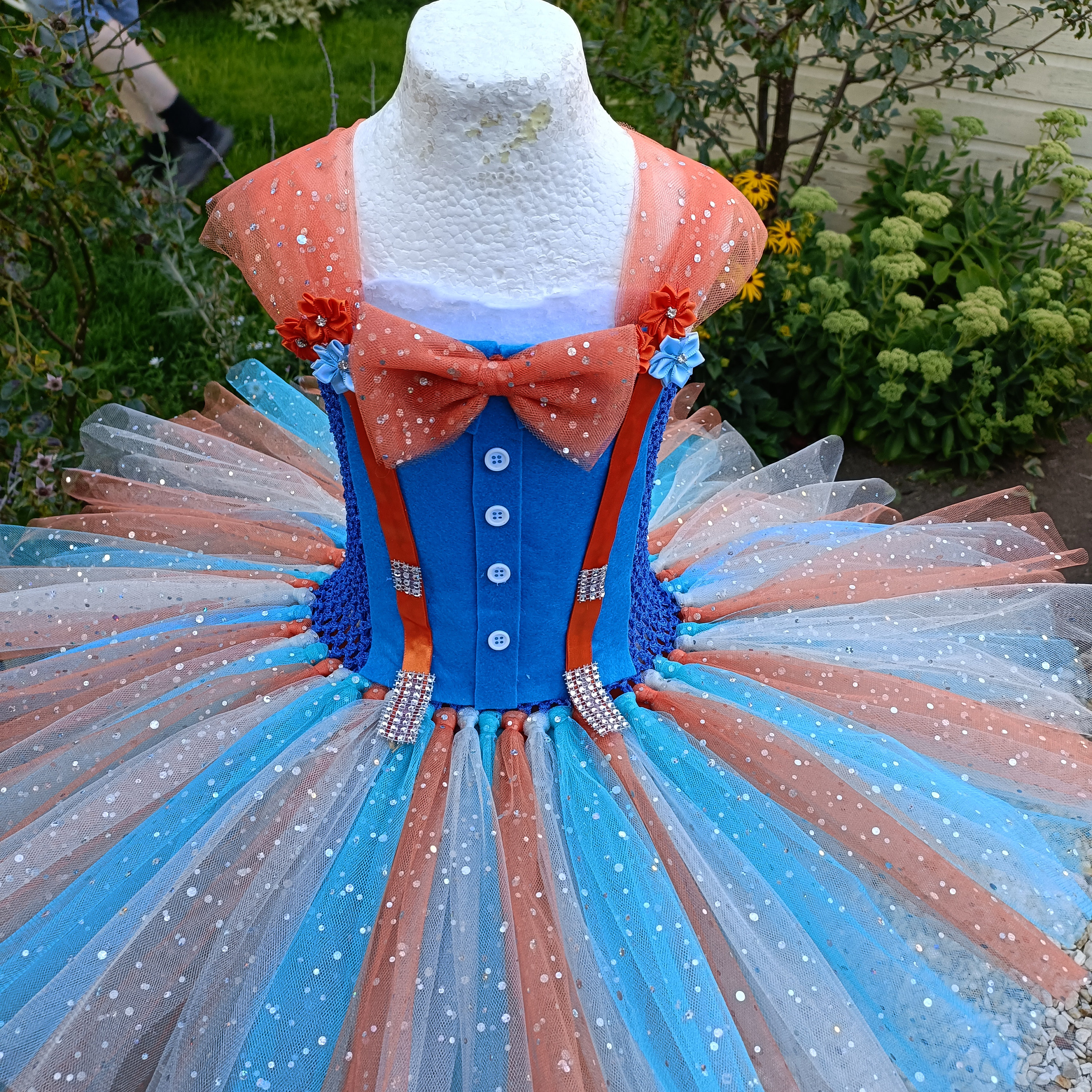 Orange & Blue Floral Long Sleeve Wrap Midi Dress | SilkFred