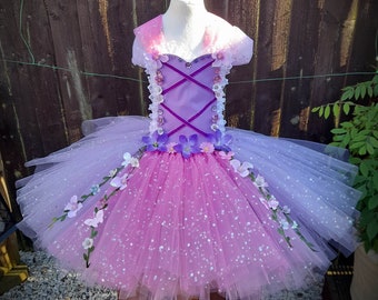 Princess Rapunzel Inspired Knee Length Tutu Dress