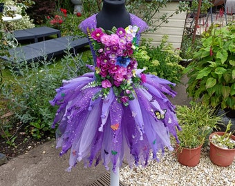 Vestido de tutú de hada de flor de ciruela púrpura - disfraz de Halloween, vestido de hadas de Navidad, fiesta de Navidad, vestido de cumpleaños, vestirse