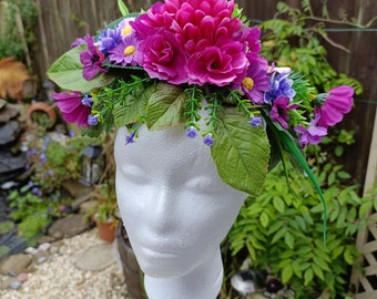 Plum/Purple Flower Fairy Headpiece (Flower Fairy Tutu Dress is available in separate listing) Headband Flower Crown