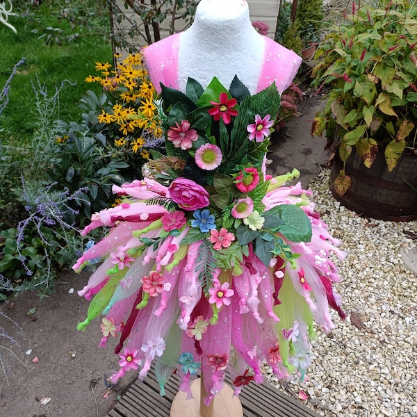 Adult Pink Spring Garden Flower Fairy Tutu Dress - Halloween Costume, Birthday Party Dress, Christmas Present, Dressing Up Pageant Dance