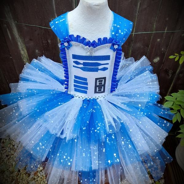 R2D2 Robot droïde inspiré longueur genou Tutu robe - Halloween Noël anniversaire mariage déguisement Costume robe de soirée cadeau