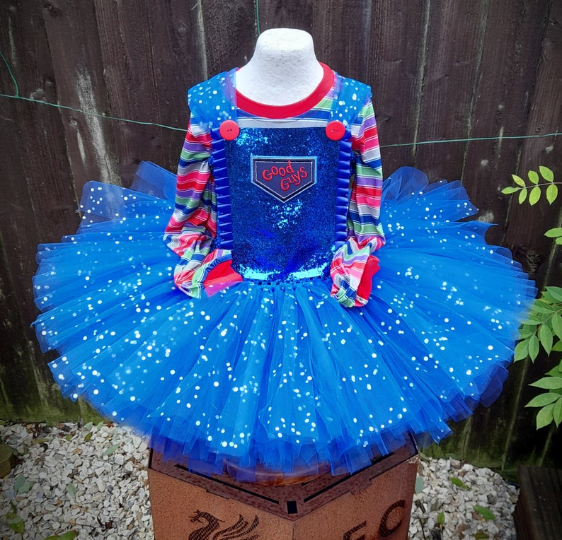 Chucky Horror Doll Halloween Tutu Dress and matching long sleeved top Halloween Costume, Party Dress image 3