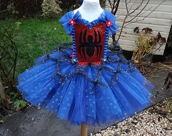 Robe tutu longueur genou inspirée de Spidey de luxe - Déguisement de déguisement Fête d'anniversaire Cadeau de Noël Halloween