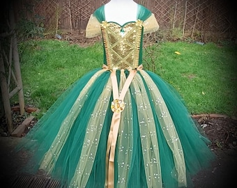 Robe tutu de luxe princesse Merida guerrière écossaise inspirée des genoux - Déguisement d'Halloween, déguisement, robe de fête d'anniversaire, Noël