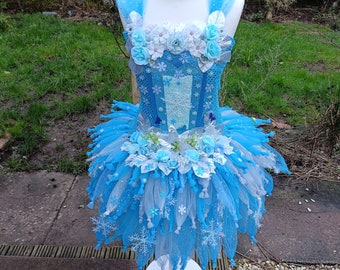 Deluxe OTT Adult Ice / Snowflake Flower Fairy Tutu Dress - Halloween Costume, Frozen Dressing Up, Christmas Outfit, Birthday Party, Dress Up