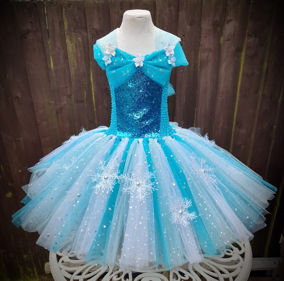 Ice Queen Frozen Inspired Knee Length Tutu Dress Snow Queen Elsa