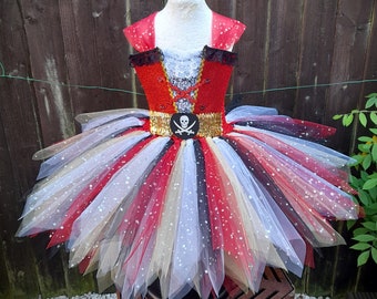 Deluxe Knee Length Pirate Tutu Dress Halloween Birthday Christmas Party Costume Dressing Up