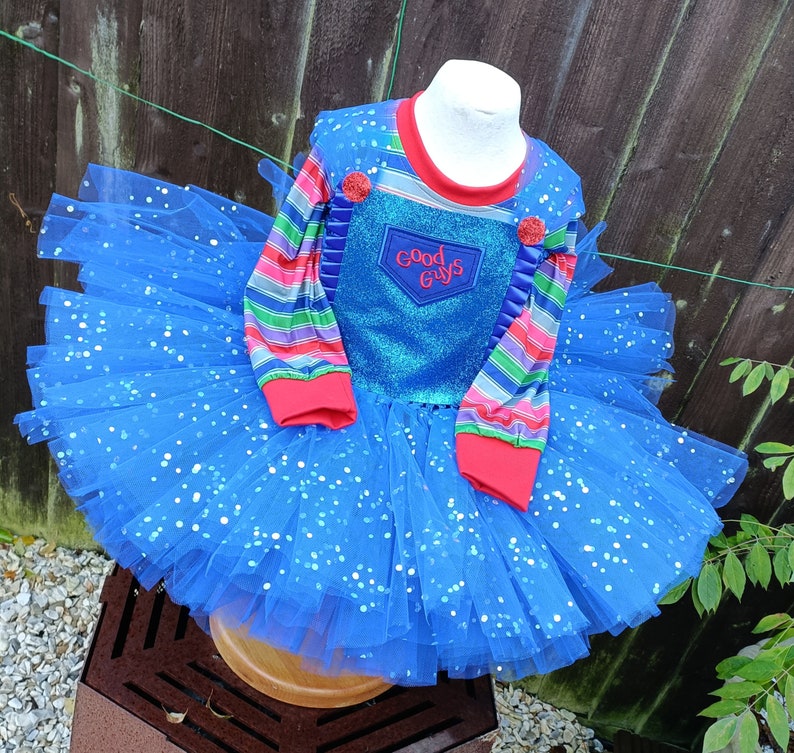 Chucky Horror Doll Halloween Tutu Dress and matching long sleeved top Halloween Costume, Party Dress image 7