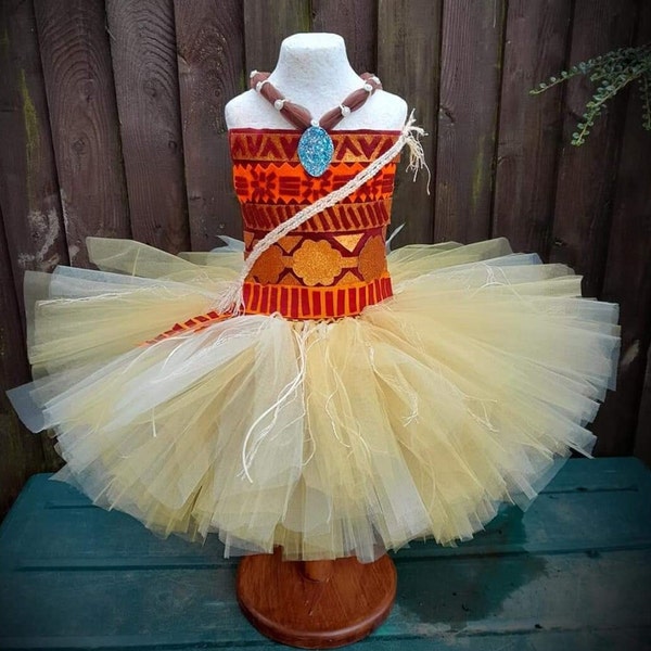 Tropical Island Princess Inspired Knee Length Tutu Dress - Moana Inspired - Christmas Gift, Halloween Costume, Dressing Up, Birthday Party