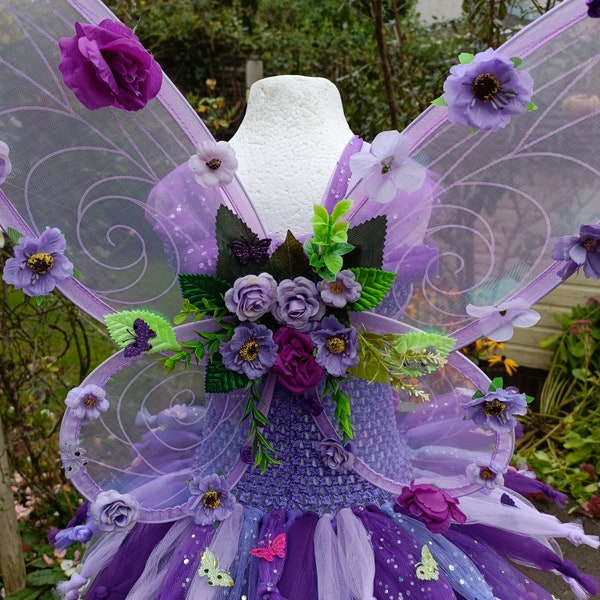 Purple/Plum Flower Fairy Magical Wings (matching tutu dress, wands and headpiece/flower crown are available in separate listings)