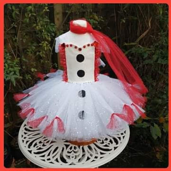 Deluxe Snow Man Inspired Knee Length Tutu Dress -  Costume Party Dress Birthday Halloween Christmas Dressing Up