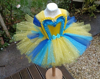 Deluxe Flounder from The Little Mermaid Inspired Knee Length Tutu Dress - Fish Costume Party Dress Birthday Halloween Christmas Dressing Up