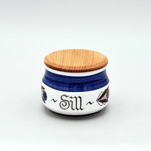 RORSTRAND RARE Marianne Westman Dalom &quot;Sill&quot; (Herring) Jar with Blonde Teak Lid