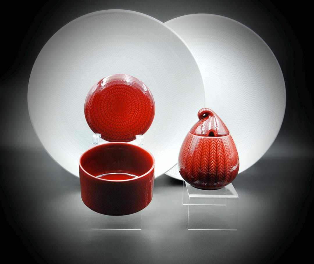 Rörstrand Röd Eld Marmalade Jar & Lidded Butter Box — Hertha Bengtson ...