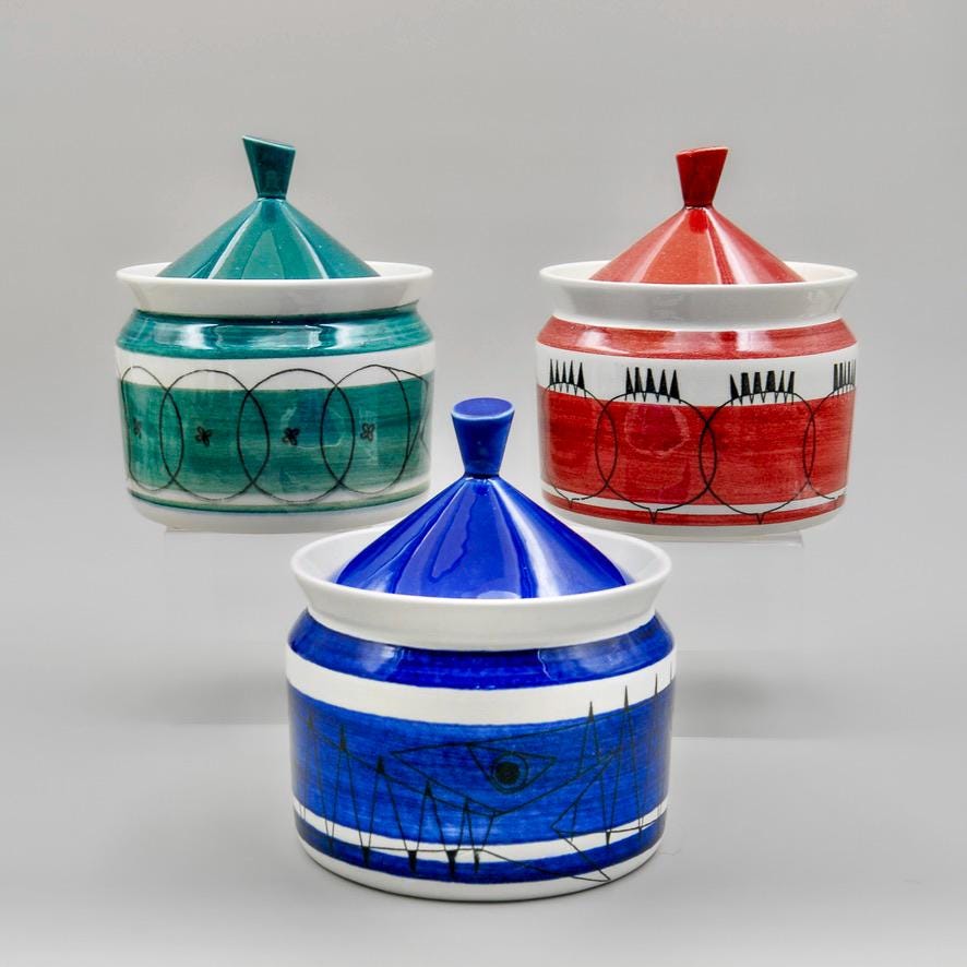 希少な marianne westman picknick Rörstrand Picknick Ceramic Storage Crocks — Model RH101 — Marianne