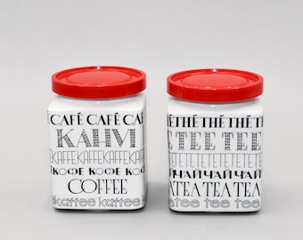 アラビア・フィンランド コーヒー＆ティーキャニスターセット — モデル Coffee キャニスター 陶器製 レッド