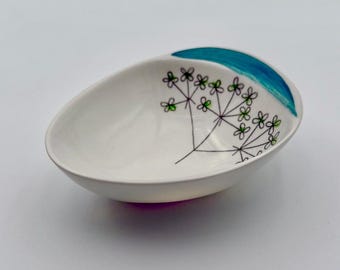 Rörstrand Picknick Open Sugar Bowl — Model SE (Parsley Motif), Turquoise — Marianne Westman