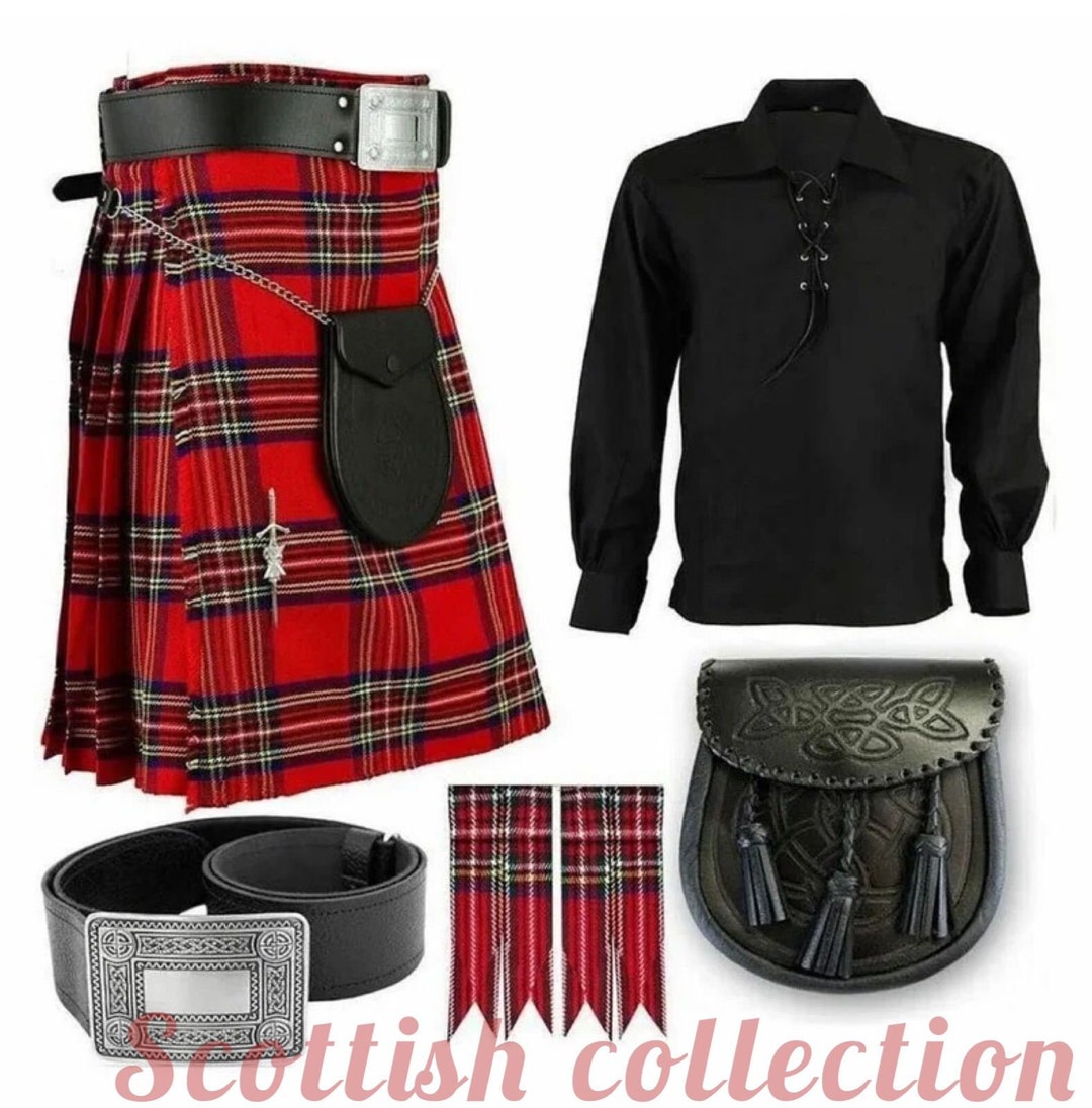 Mens Handmade Scottish Kilt Outfit 6 PCS Traditional Kilt Set Etsy UK