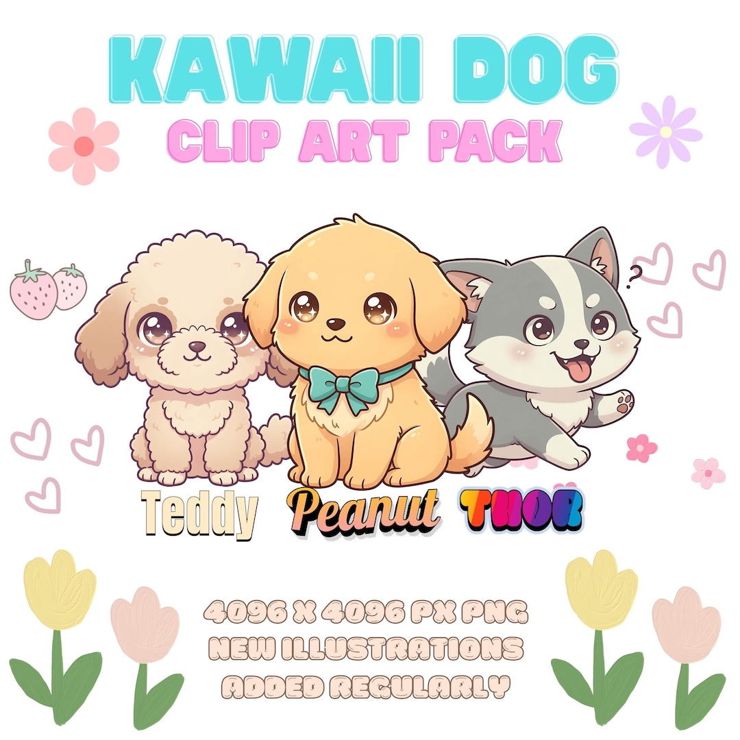 Kawaii Dog Clipart Pack, Puppy PNG Stickers (digital Download) - Etsy