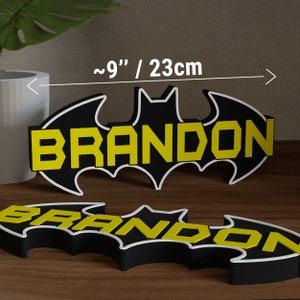 Batman Personalized Font - 3D Printed Display Sign- Artistic Mashup (Not an official licensed product)