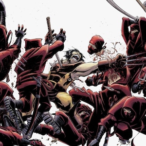 Impresión artística original, arte de pared, arte de fan de Wolverine X-Men vs Ninjas