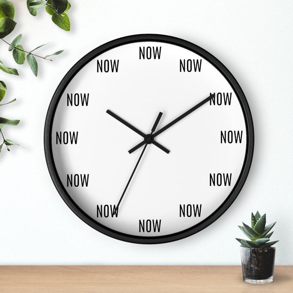 Now Clock, Analog Design Clock,Special Design Wall Clock, Wooden Frame Wall Clock, Wall Decor, Home Decor,