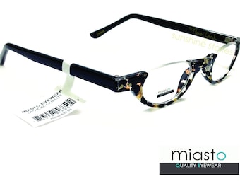 Rx Optical Quality Half Frame Top Rimless Oval Moon Reading Glasses +1.00+1.25+1.50+1.75+2.00+2.25+2.50+2.75+3.00 (Small Fit) Made to Order