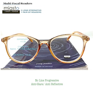 Multifokale (keine Linie) Computer-Lesebrille: Blendfrei, leicht ~ Medium Fit +2.50 (4 Farben) auf Bestellung gefertigt