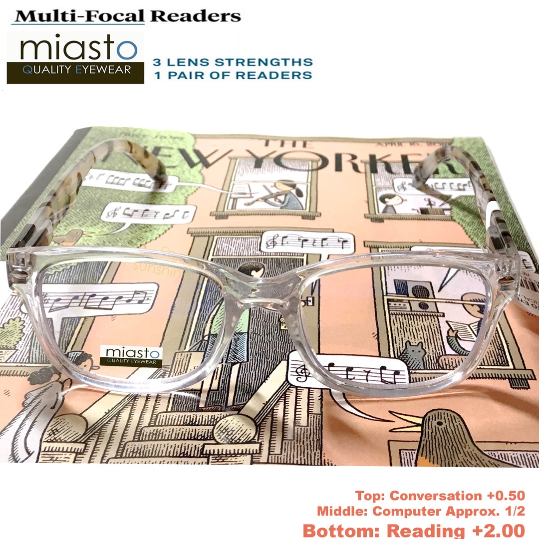 Multifocal Progressive No Line Rectangular Computer Reading Glasses ...