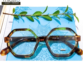 Occhiali da lettura oversize, grandi, audaci e divertenti, esagonali grandi +1,25+1,50+1,75+2,00+2,25+2,50+2,75+3,00~ Unisex, vestibilità XL~ Realizzati su ordinazione